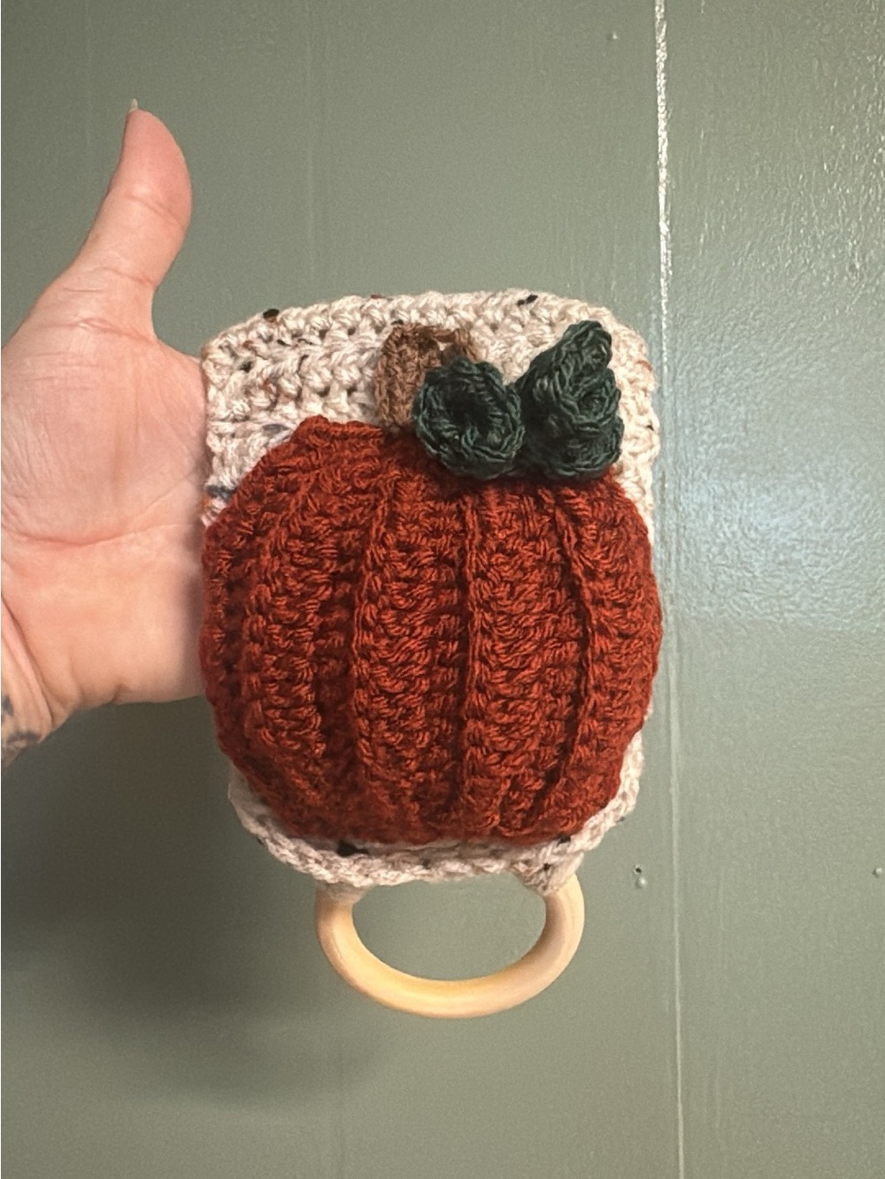 Handmade Pumpkin Crochet for kitchen stove towels holder